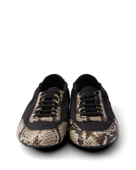 Prada White Baskets Collapse Re-Nylon Et Ayers Imprimées