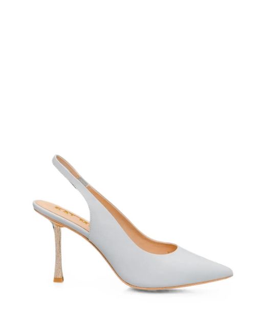 Kat Maconie White Crystal-Embellished Slingback Pumps