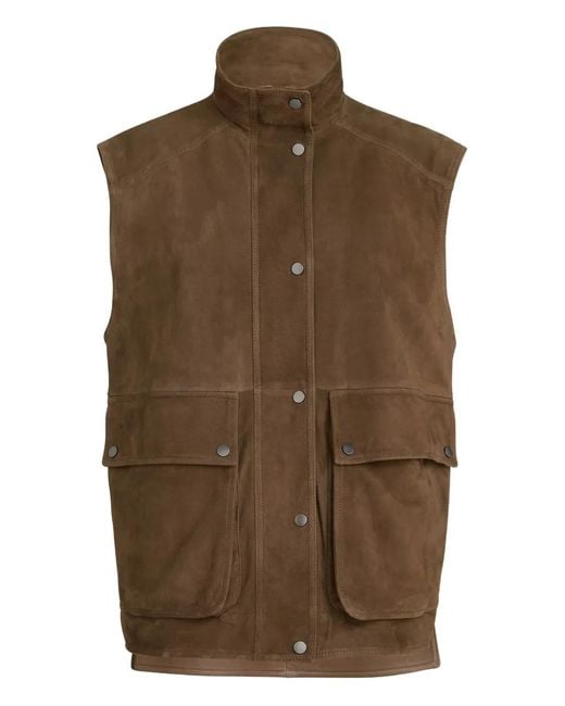 Brunello Cucinelli Brown Monili-Detail Front-Pocket Vest