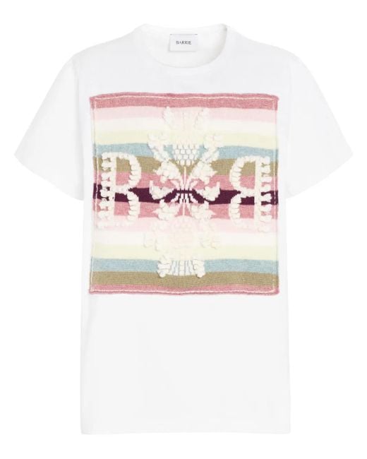 Barrie White Logo-Patch Striped T-Shirt