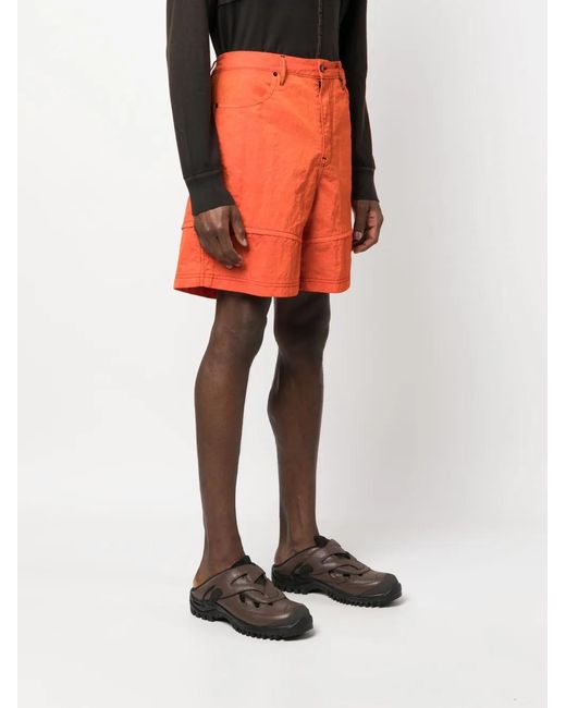 Eckhaus Latta Orange Contrast Stitching Bermuda Shorts