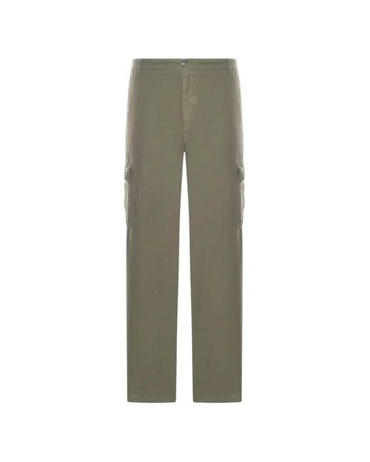 120% Lino Green Pantalon En Lin À Poches Cargo for men