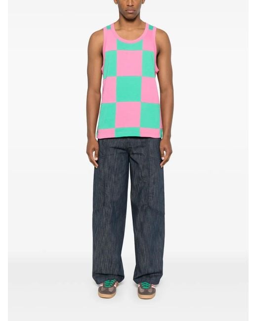 Comme des Garçons White Check-Pattern Tank Top for men