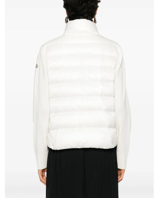 Moncler White Padded Virgin Wool Cardigan