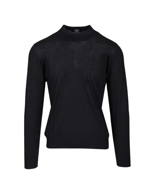 Fedeli Blue Virgin Wool Sweater for men