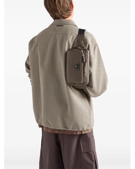 Prada Gray Re-Nylon And Saffiano-Leather Belt Bag for men