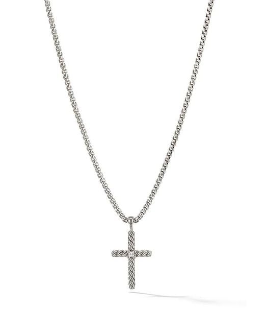 David Yurman Metallic Classic Cable Cross Diamond Necklace