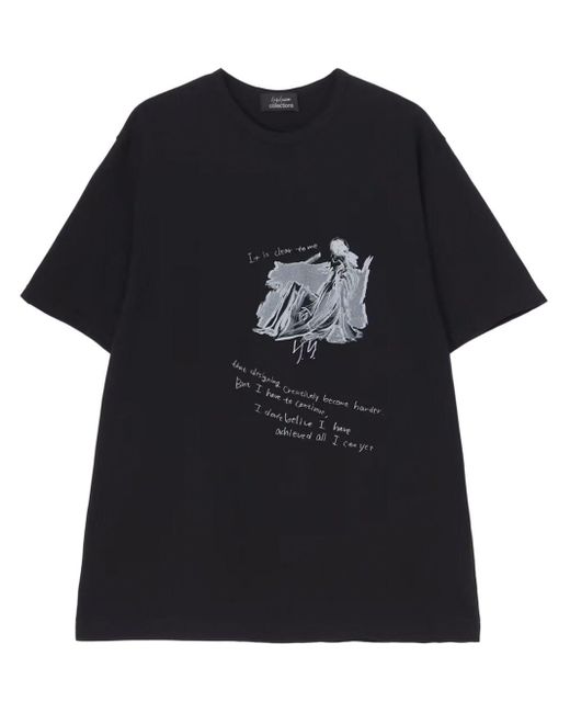 T-shirt con stampa di Yohji Yamamoto in Black