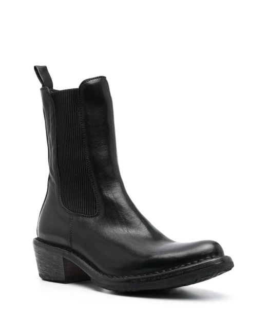 Moma Black Pointed-Toe Ankle Leather Boots