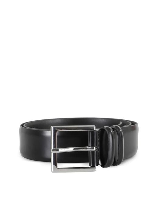 Orciani Black Square-Buckle Leather Belt for men