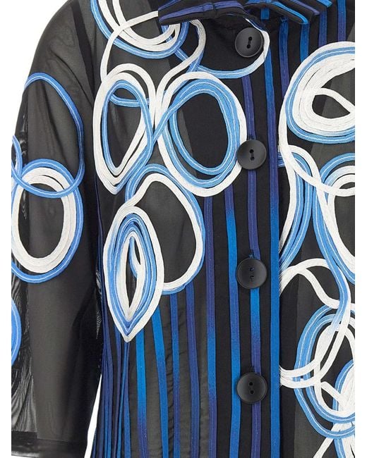 Joseph Ribkoff Blue Embroidered Sheer Blazer