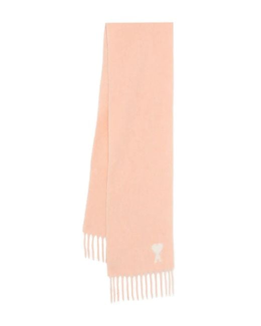 AMI White De Coeur Wool Scarf