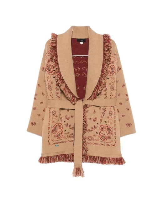 Alanui Brown Bandana Print Cardigan