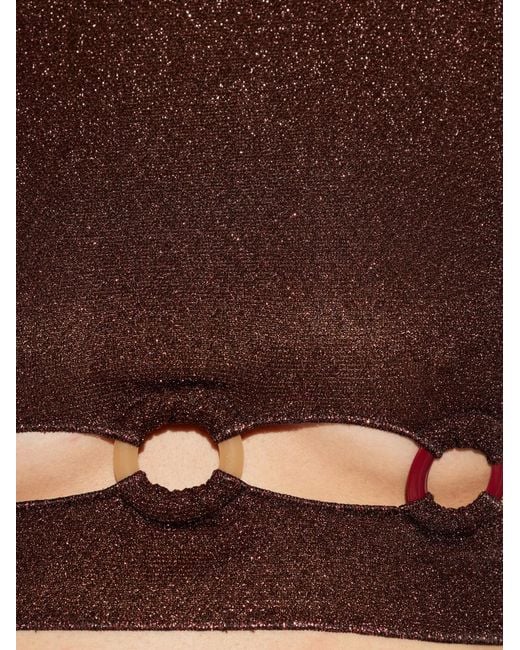 Oseree Brown Ring Cut-Out Top