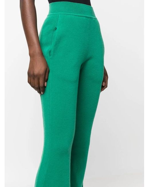 Alberta Ferretti Green Flared Fine-knit Trousers