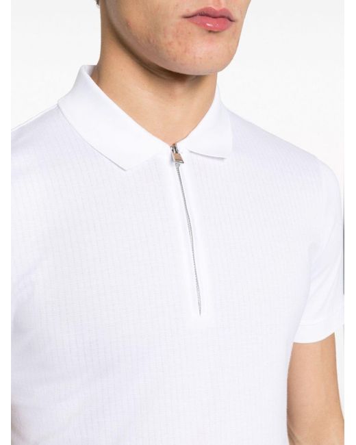BOSS Stripe-pattern Cotton Polo Shirt in White for Men | Lyst UK