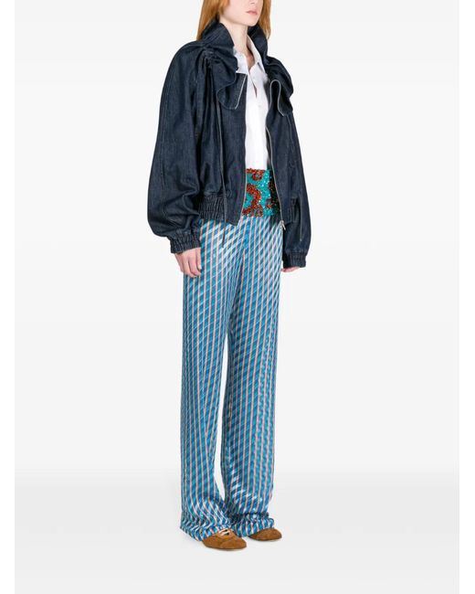 Dries Van Noten Blue Ruffled Denim Jacket