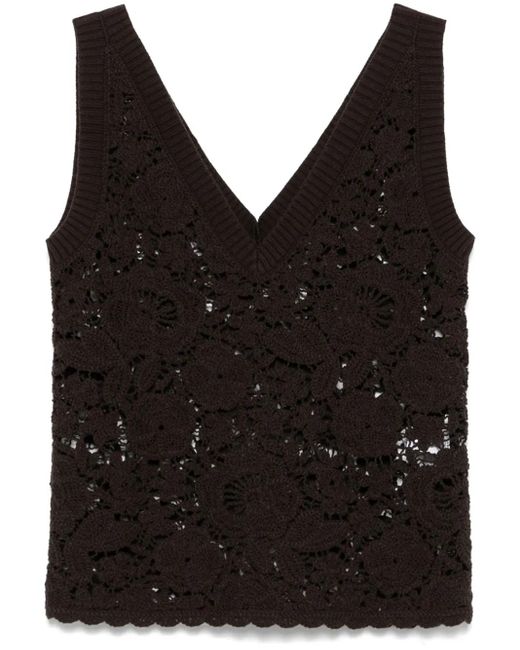 P.A.R.O.S.H. Black Open-Knit Top