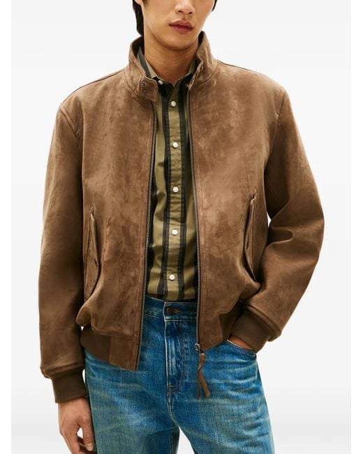 Tommy Hilfiger Brown Zipped Leather Jacket for men