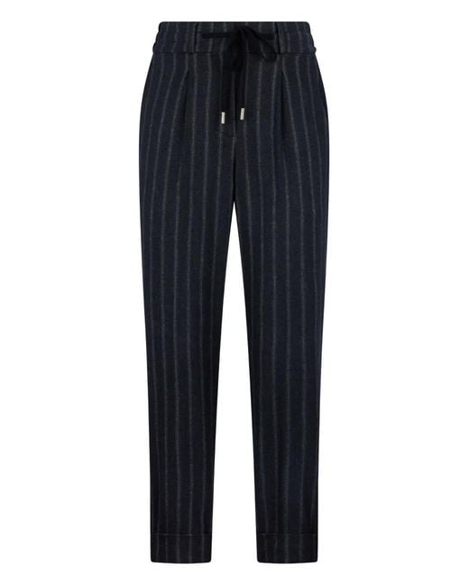 Peserico Blue Elegant Pinstripe Trousers With A Fitted Silhouette, Perfect For A Look That Offers Style And Comfort