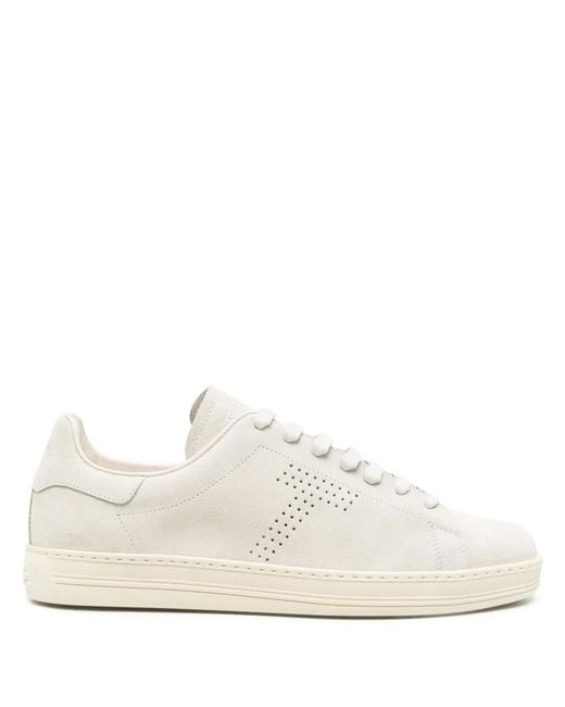 Tom Ford White Light Suede Sneakers for men