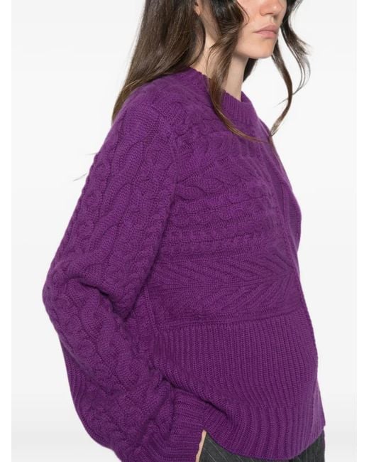 Bompard Purple Cable-Knit Sweater