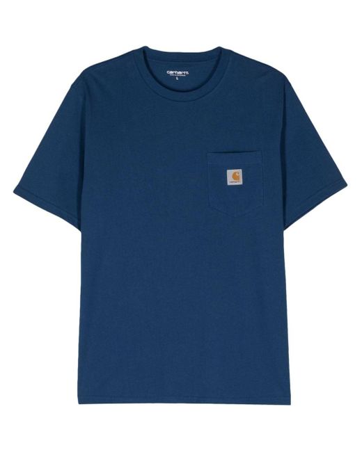 Carhartt Blue Logo-patch Cotton T-shirt for men