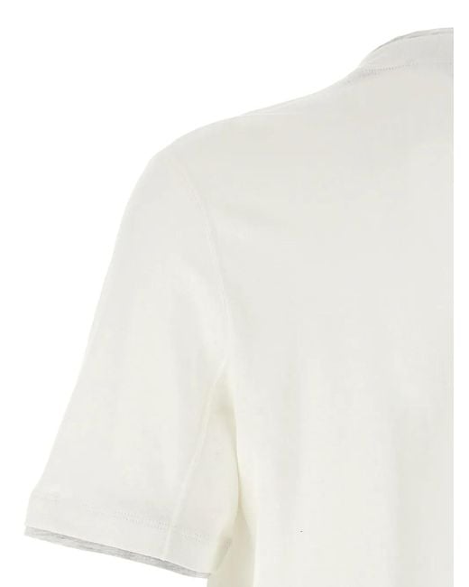 Brunello Cucinelli White T-Shirt Faux-Layering for men