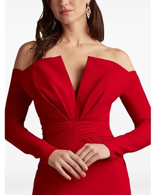 Vestido de fiesta con hombros descubiertos Tadashi Shoji de color Red