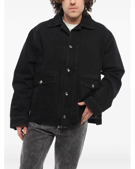 1989 STUDIO Black Double-Pocket Denim Jacket for men