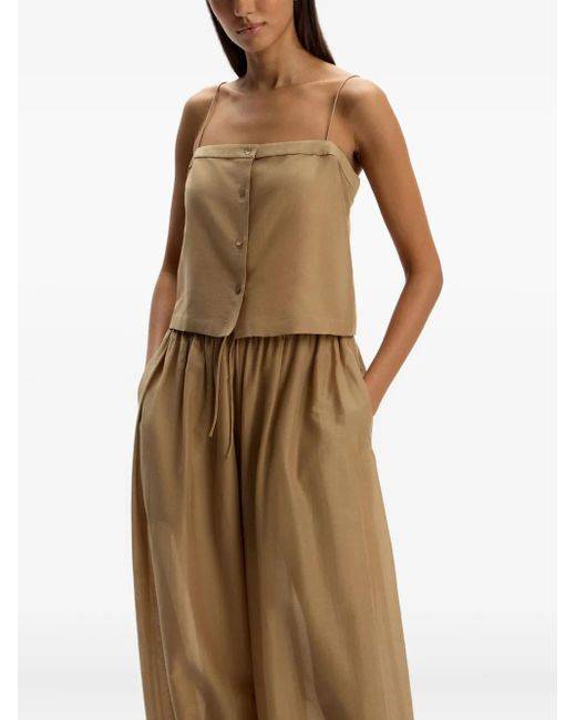 12 STOREEZ Natural Button-Front Spaghetti-Strap Top