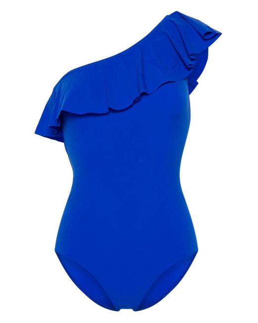 Isabel Marant Blue Sicylia Ruffle-detail Swimsuit