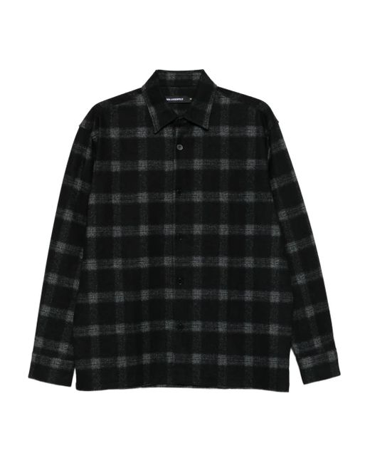 Karl Lagerfeld Black Checked-Pattern Shirt for men
