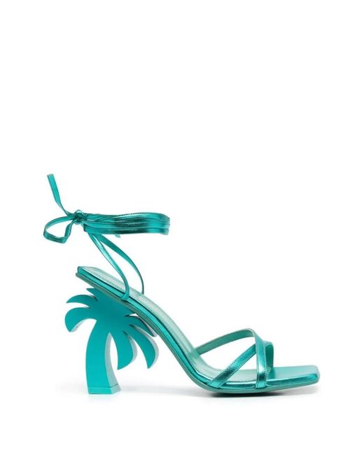 Palm Angels Blue Palm Tree Lace-Up Sandals