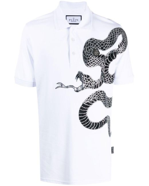 Philipp Plein Graphic Snake Polo Shirt in White for Men | Lyst Canada