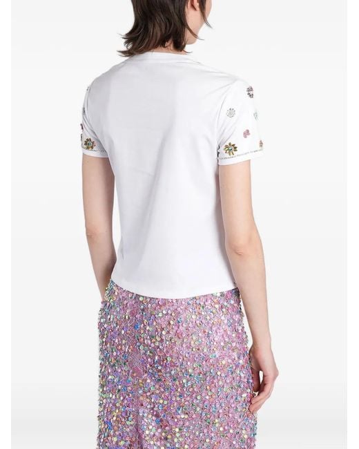 Costarellos White T-Shirt À Fleurs