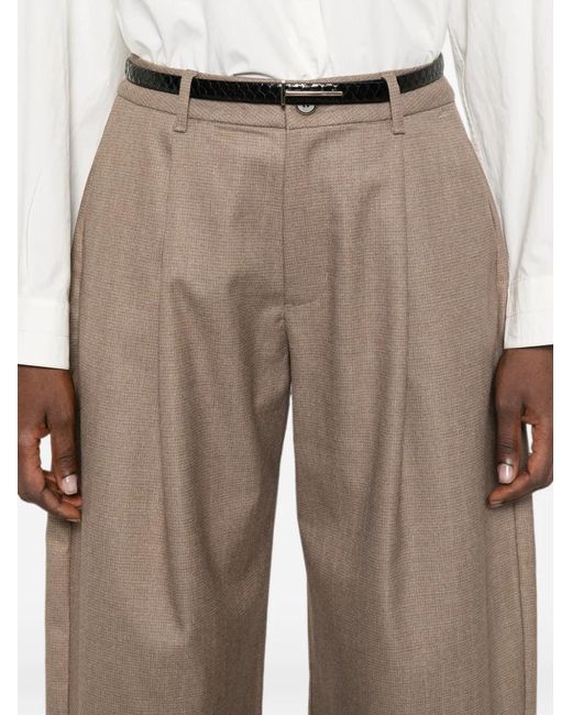 ELEH Natural Pleated Wide-Leg Trousers