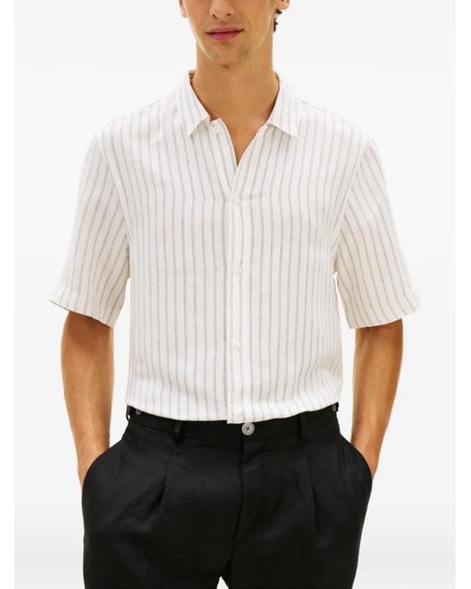 Tommy Hilfiger White New York Label Striped Short-Sleeve Shirt for men