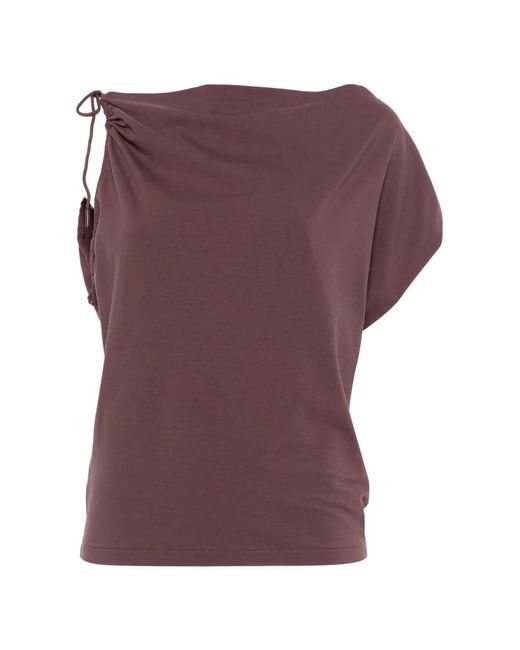 Alpha Studio Purple Haut Crop À Détail Noué