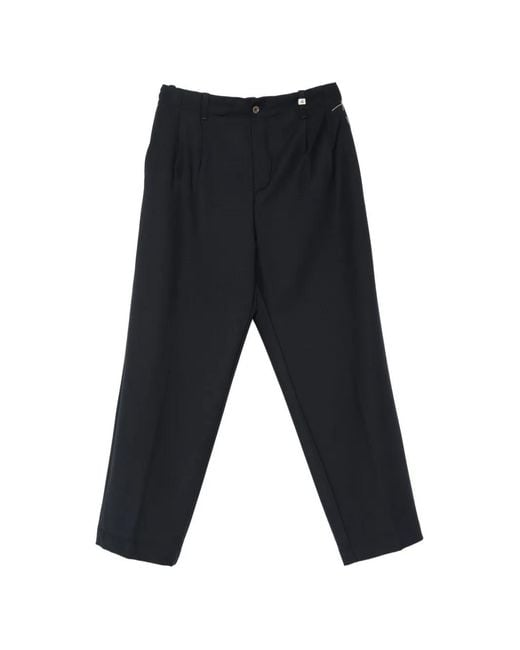 Myths Blue Pleated-Front Wide-Leg Trousers for men