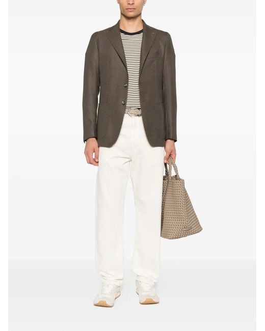 Tagliatore Brown Textured Two-Button Blazer for men