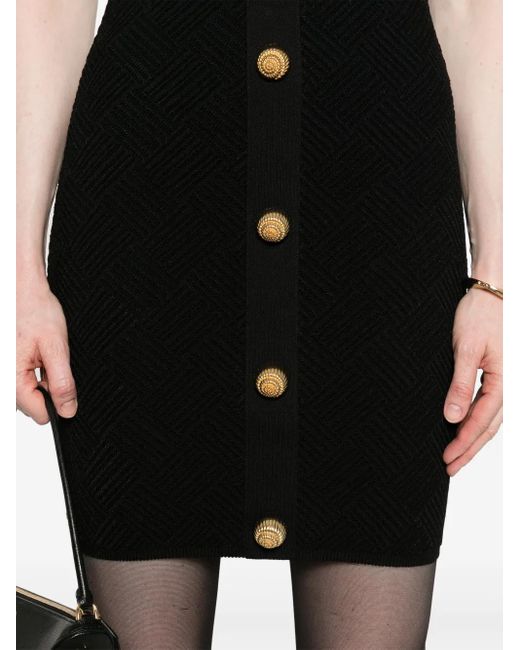 Balmain Black Short Dress With Buttons