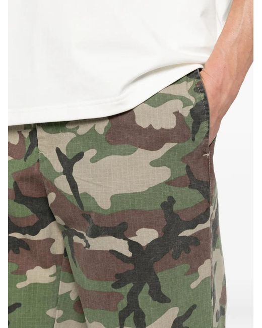 Stay Human On Earth Green Camouflage-Print Trousers for men