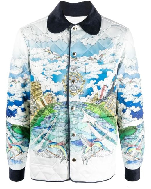 Casablanca Blue Graphic-print Quilted Jacket - Men's - Cotton/polyester for men