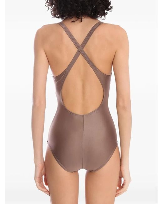 Amir Slama Brown Criss-Cross Swimsuit