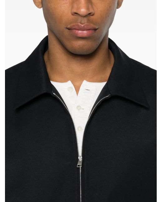 Sandro Black Zip-Up Wing-Collar Jacket for men