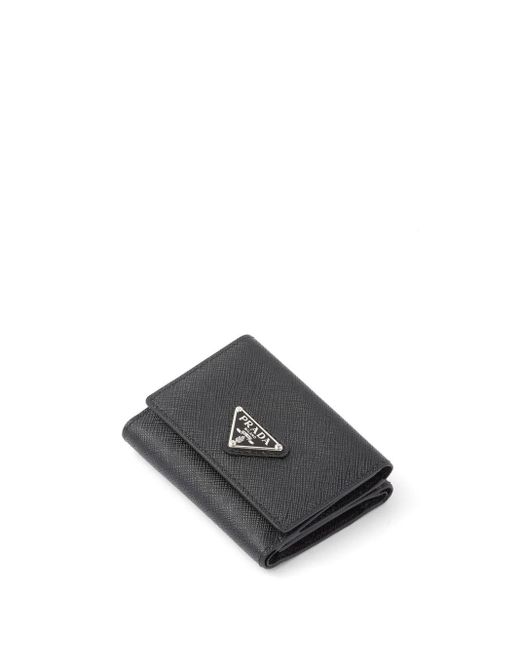 Prada Black Small Logo-Plaque Leather Wallet for men