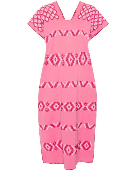 Pippa Holt Pink Single Panel Embroidered Kaftan