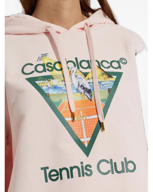 Casablanca White Tennis Club Graphic-Print Hoodie