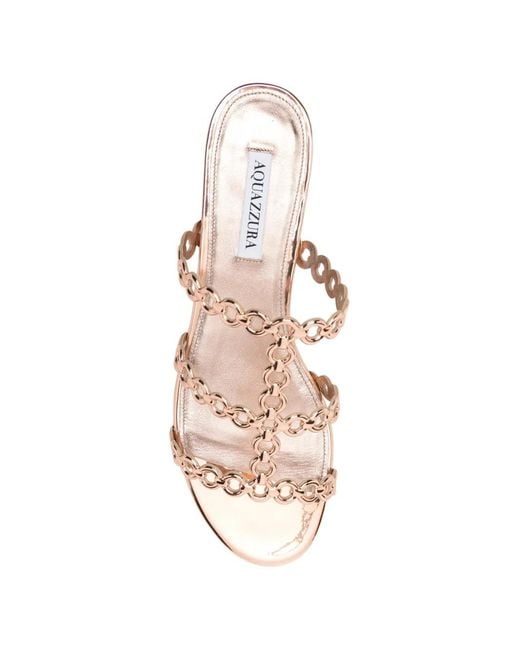 Aquazzura Pink Infinity Chain Sandals